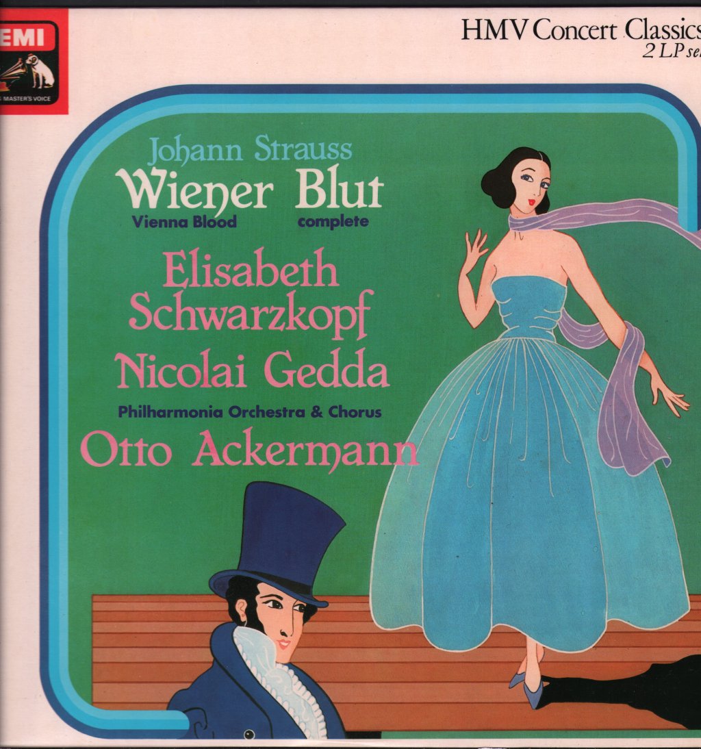 Elisabeth Schwarzkopf / Nicolai Gedda / Otto Ackermann / Philharmonia Orchestra - Johann Strauss - Wiener Blut - Vienna Blood Complete - Double Lp