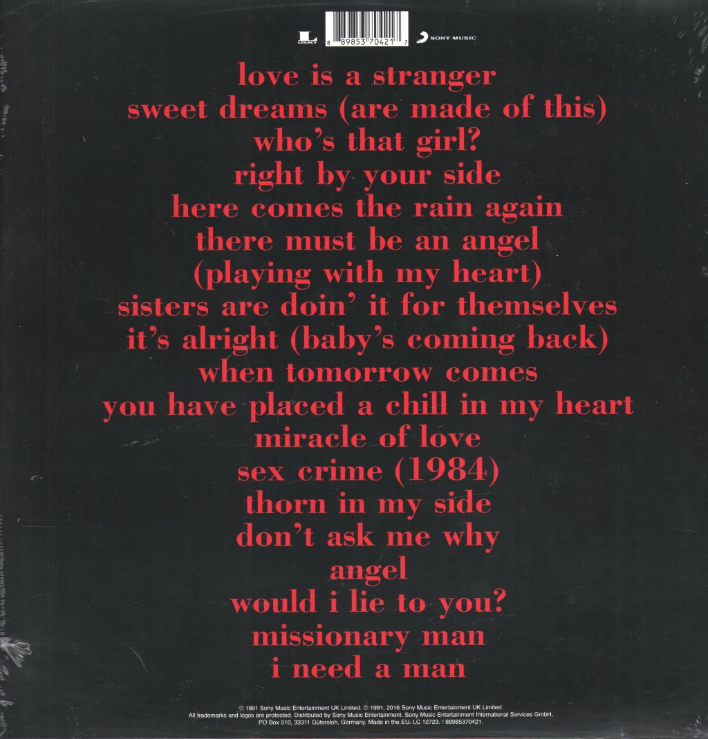 Eurythmics - Greatest Hits - Double Lp