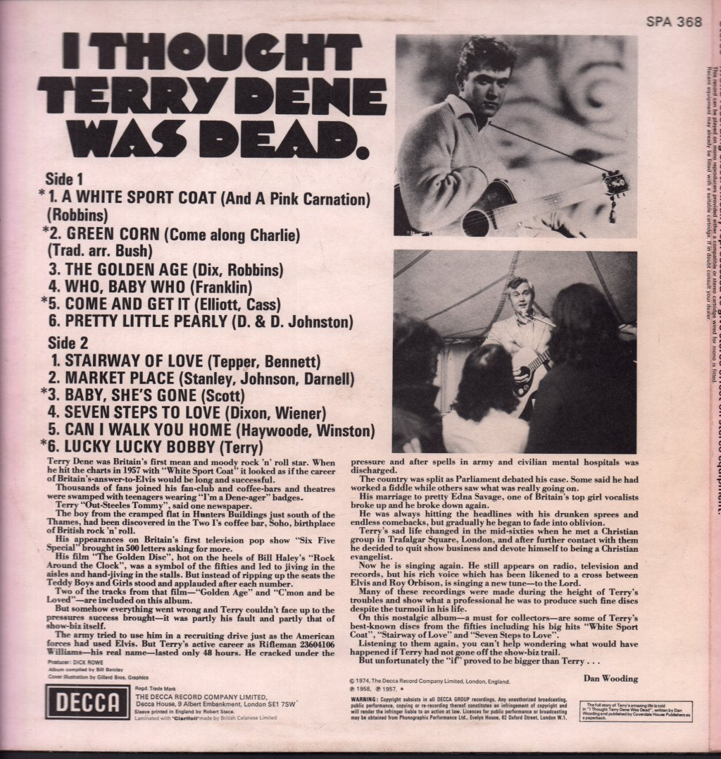 Terry Dene - I Thought Terry Dene Was Dead - Lp