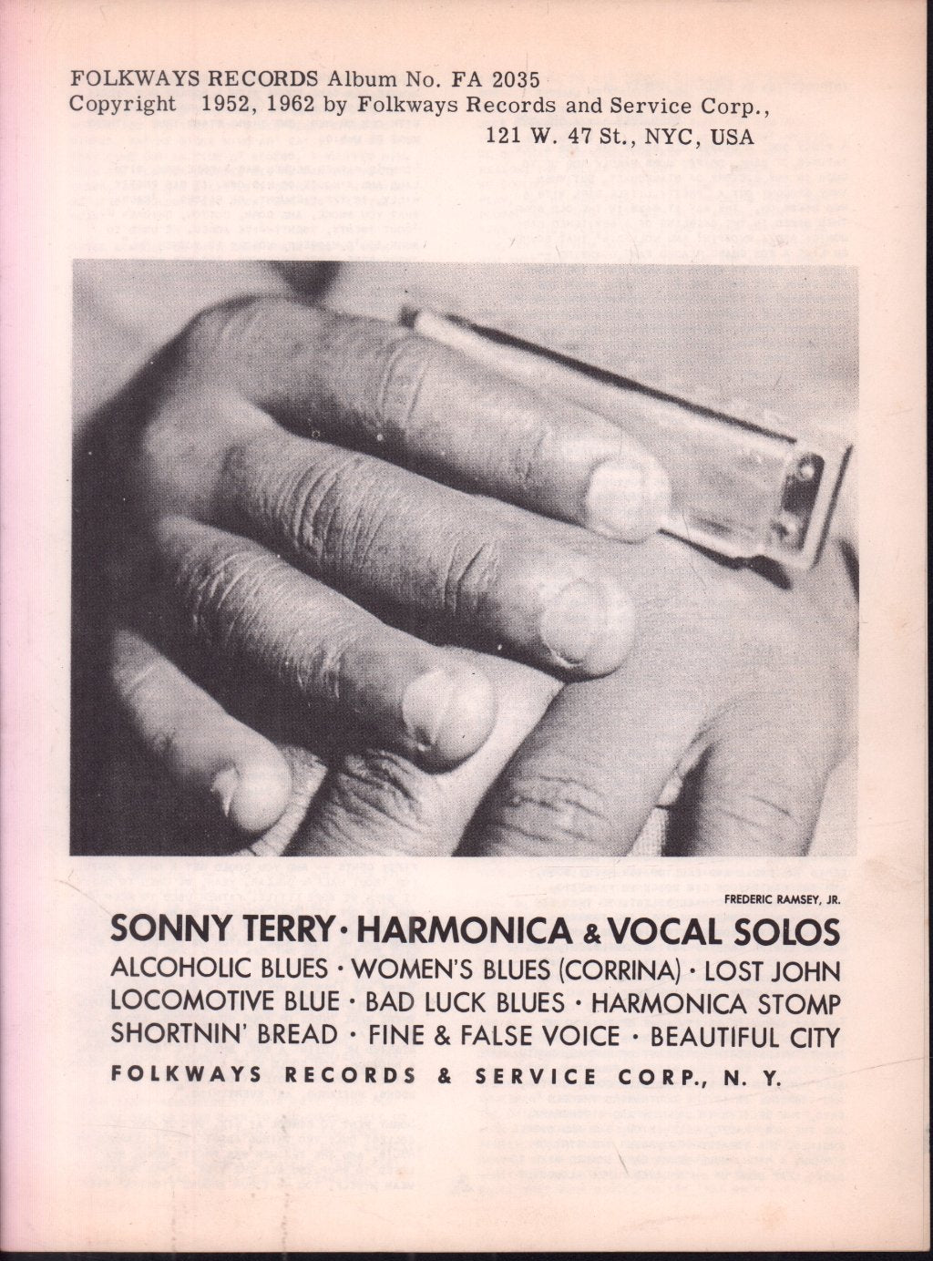 Sonny Terry - Harmonica & Vocal Solos - 10 Inch