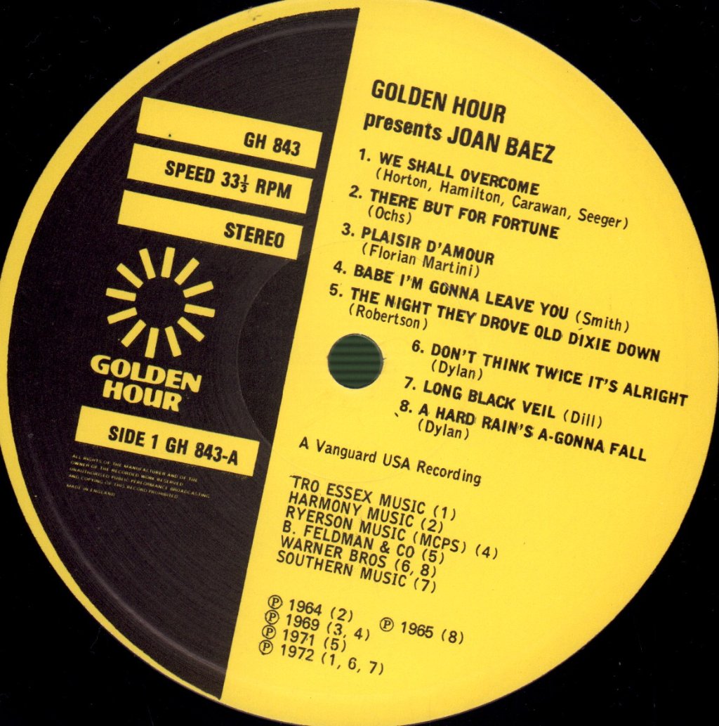 Joan Baez - Golden Hour Presents Volume 1 - Lp