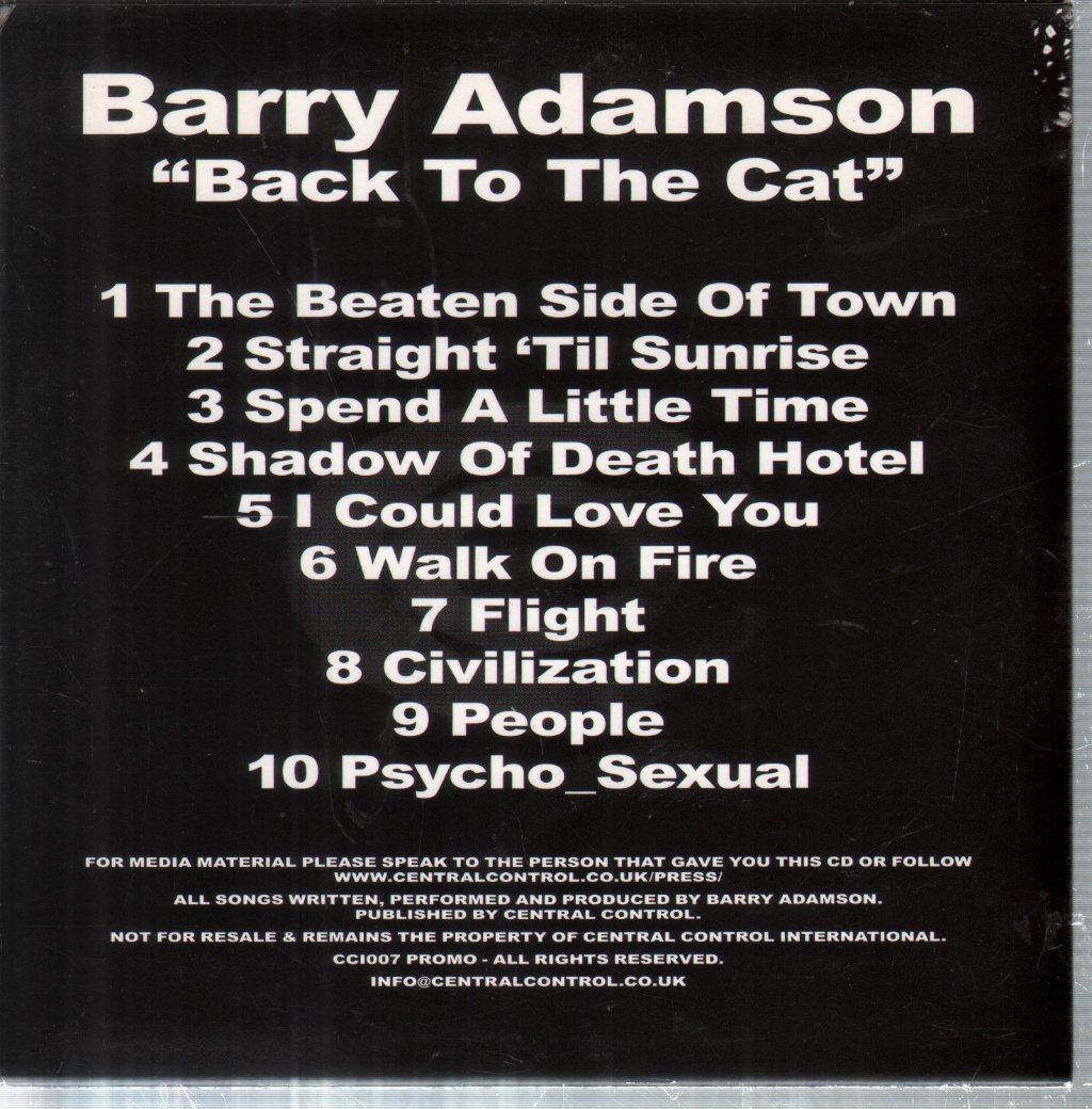 Barry Adamson - Back To The Cat - Cd