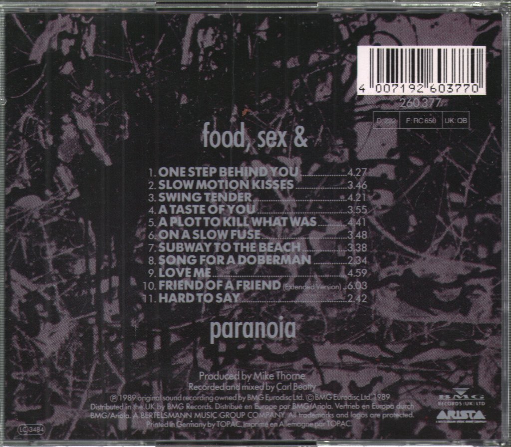 Furniture - Food, Sex & Paranoia - Cd