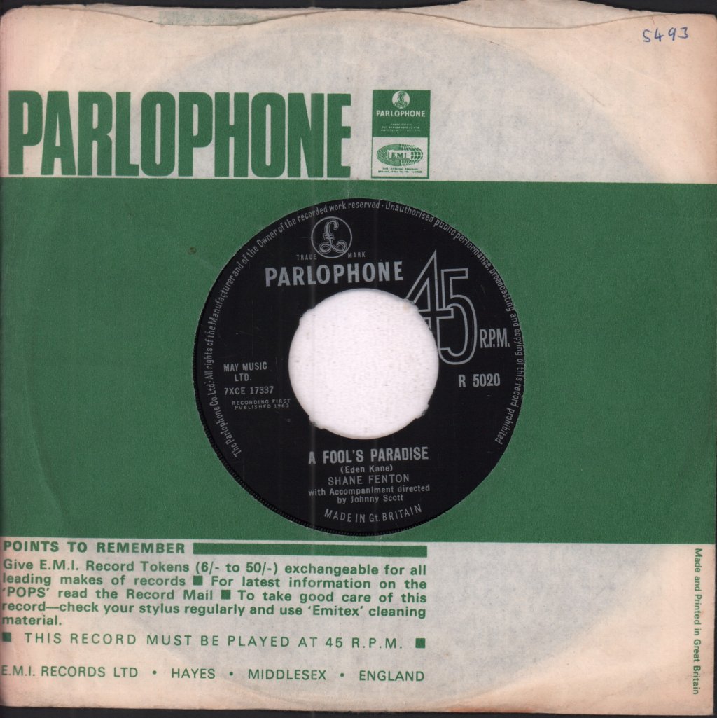 Shane Fenton (alvin stardust) - A Fool's Paradise - 7 Inch