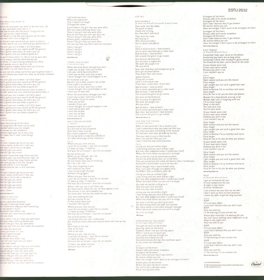 Heart - Bad Animals - Lp