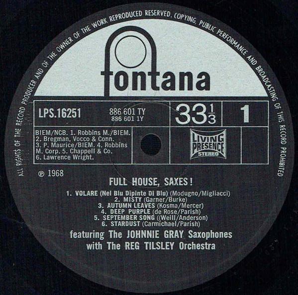 Reg Tilsley Orchestra Featuring The Saxophones Of Johnnie Gray - Full House Saxes! - Lp