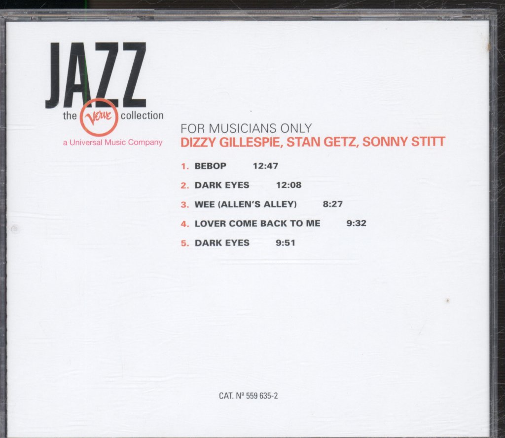 Dizzy Gillespie / Stan Getz / Sonny Stitt - For Musicians Only - Cd
