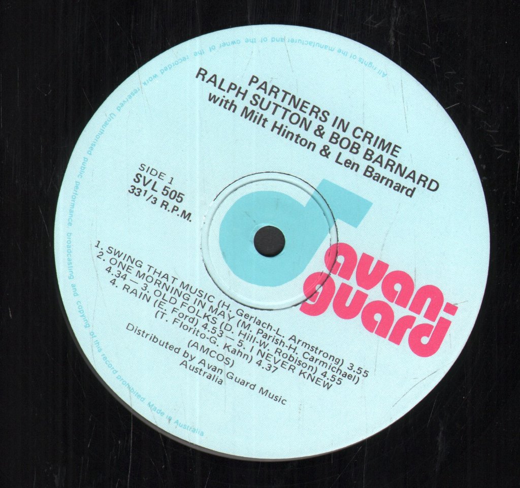Ralph Sutton and Bob Barnard - Partners In Crime - Lp