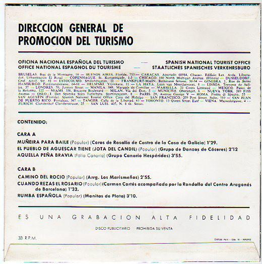 Various Artists - Folklore Musical De Espana - 7 Inch