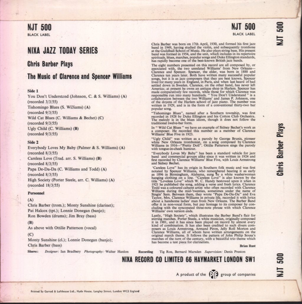 Chris Barber - Chris Barber Plays Volume One Clarence And Spencer Williams - 10 Inch