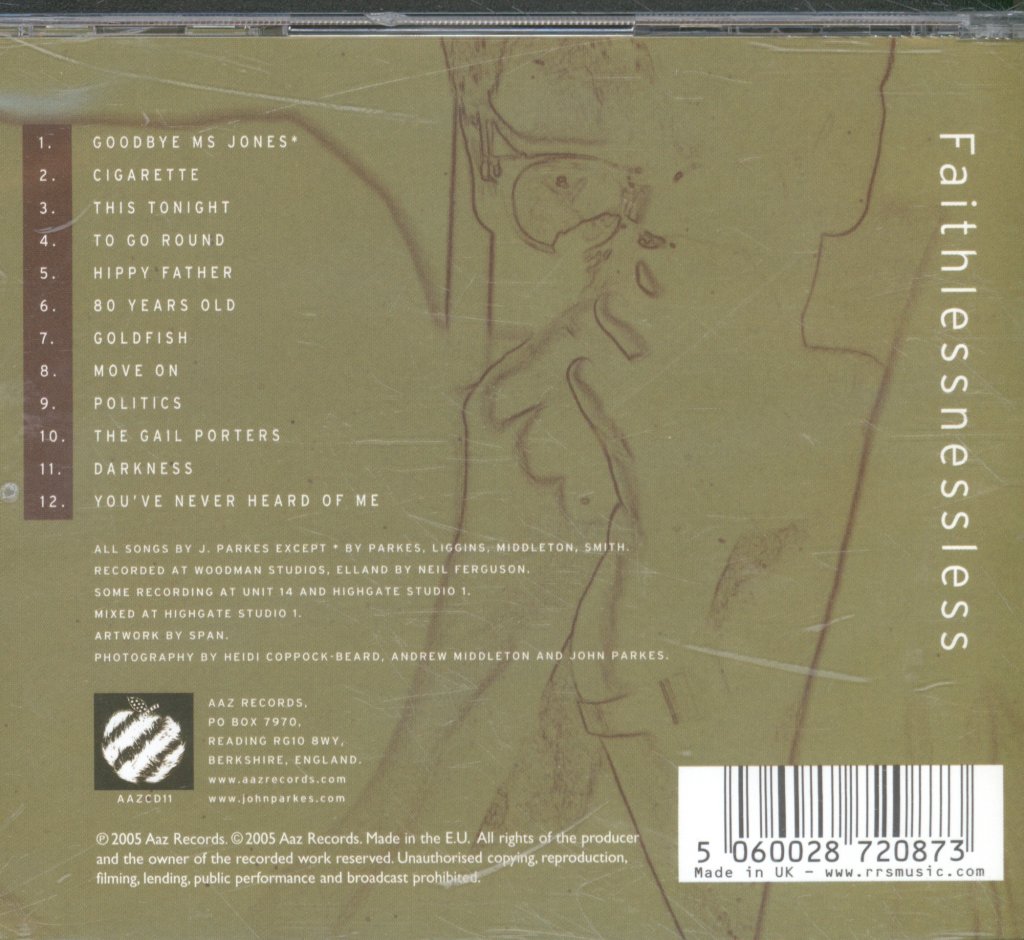John Parkes - Faithlessnessless - Cd