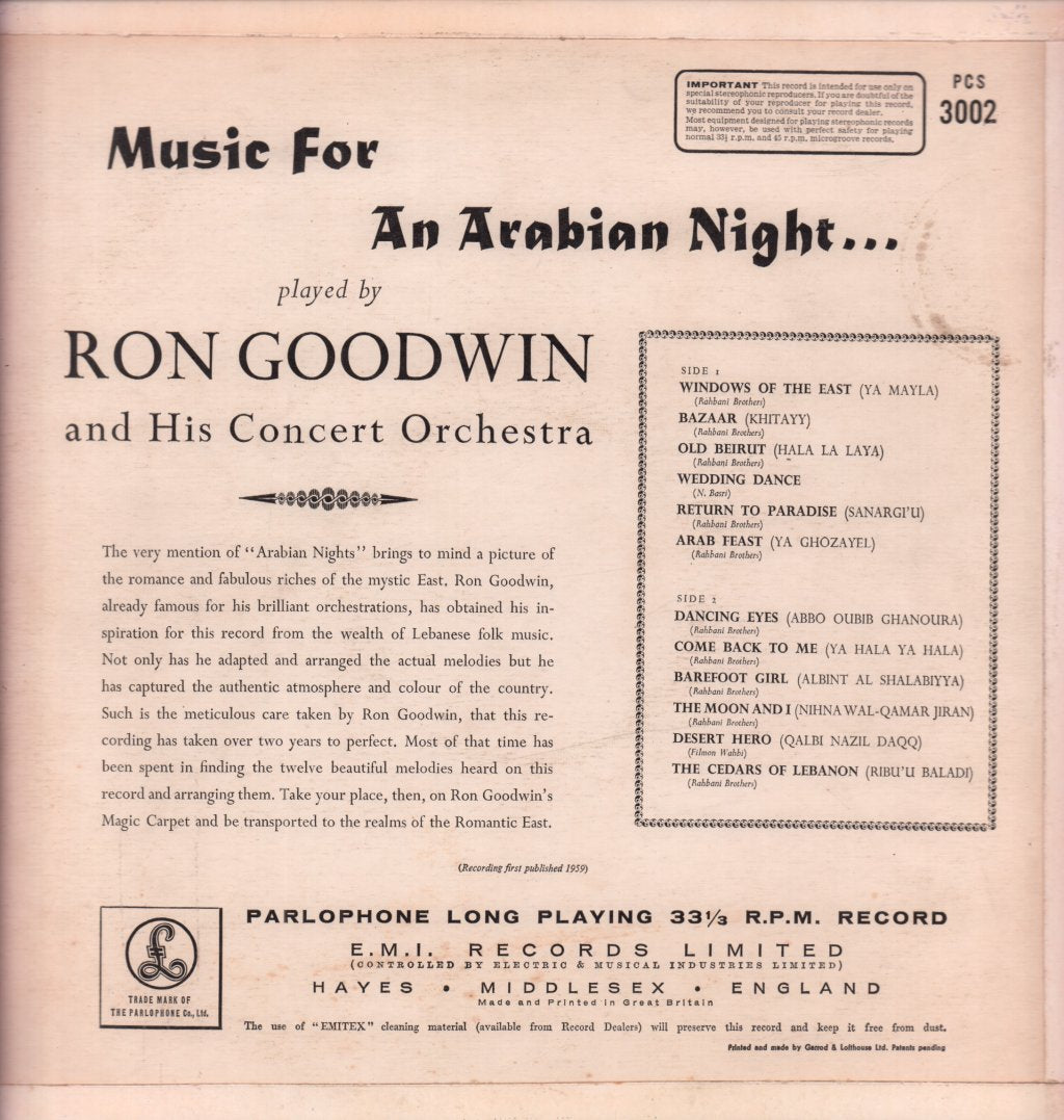 Ron Goodwin And His Orchestra - Music For An Arabian Night - Lp
