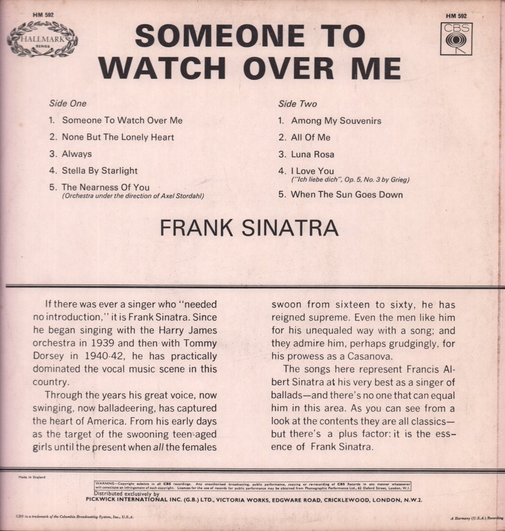 Frank Sinatra - Someone To Watch Over Me - Lp