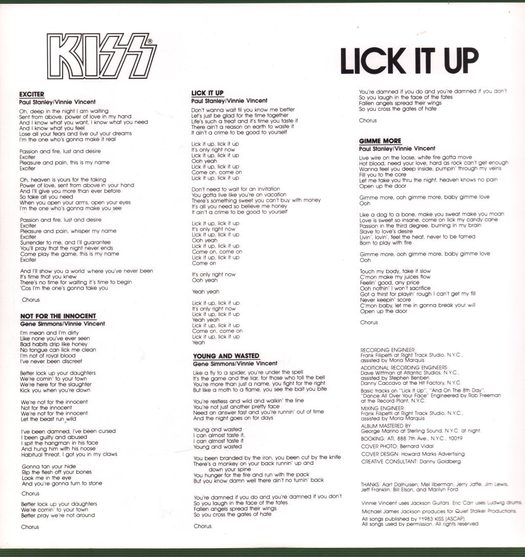 Kiss - Lick It Up - Lp