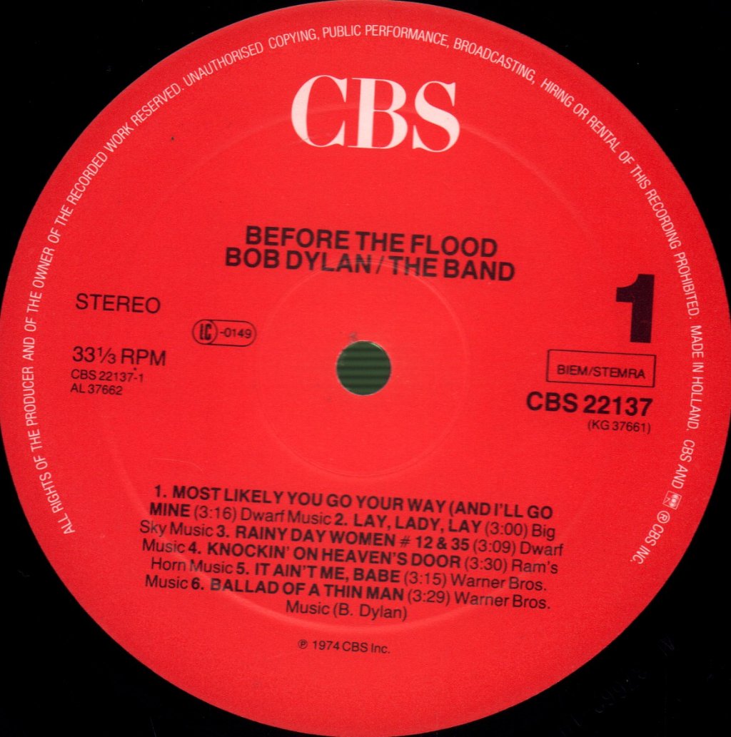 Bob Dylan and The Band - Before The Flood - Double Lp