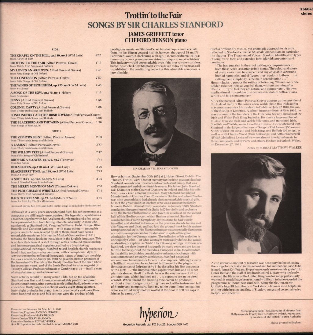 James Griffett / Clifford Benson - Trottin' To The Fair - Songs By Sir Charles Stanford - Lp