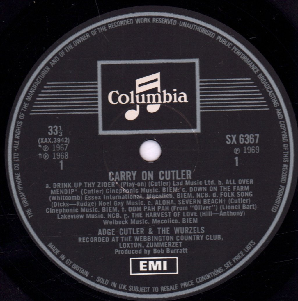 Adge Cutler And The Wurzels - Carry On Cutler! - Lp