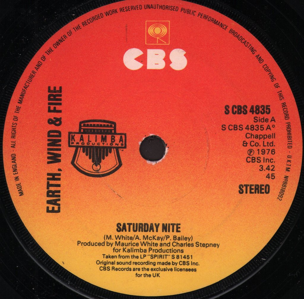Earth Wind And Fire - Saturday Nite - 7 Inch