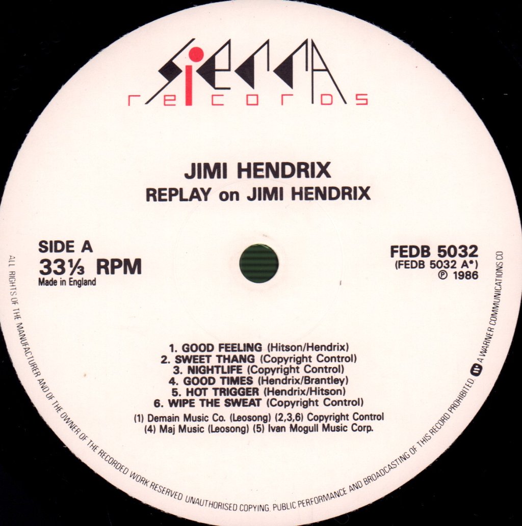Jimi Hendrix - Replay On Jimi Hendrix - Lp