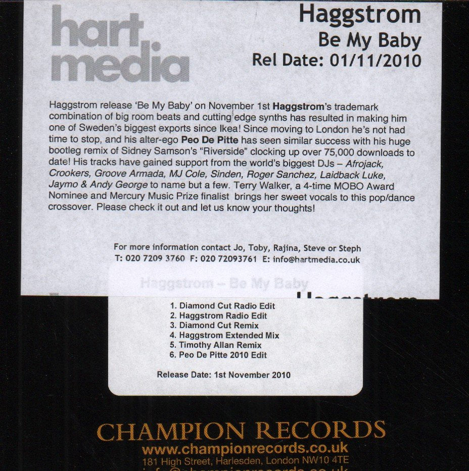 Haggstrom - be my baby - Cdr