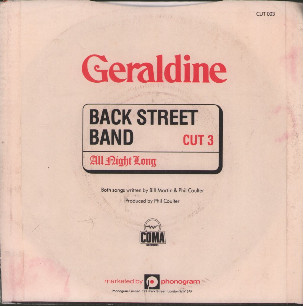 Geraldine (70'S Pop) - Back Street Band - 7 Inch