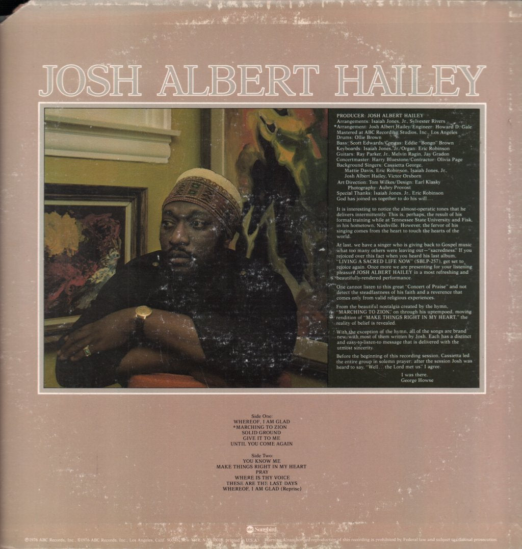 josh albert hailey - Whereof, I Am Glad - Lp