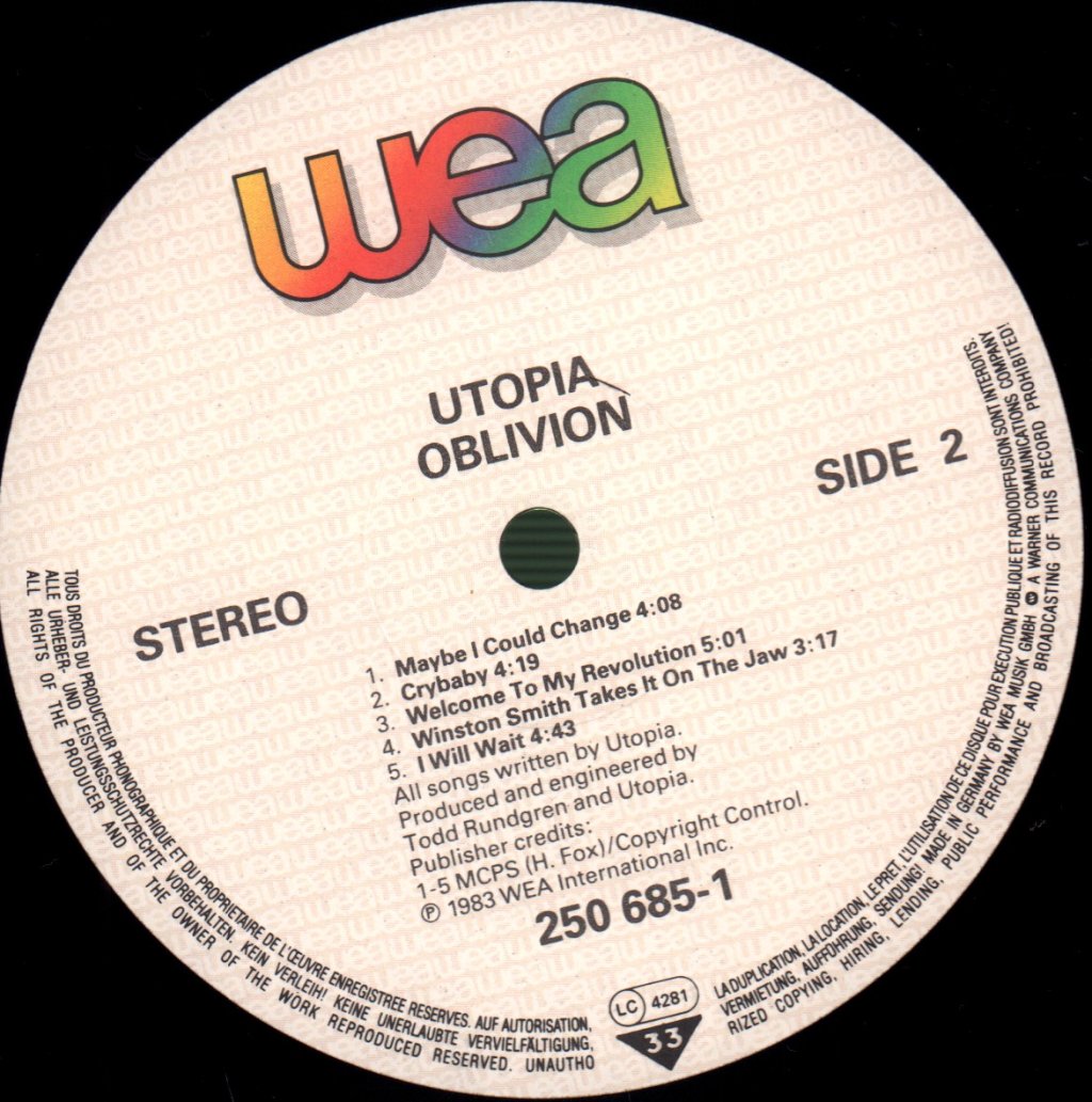 Utopia (Todd Rundgren) - Oblivion - Lp