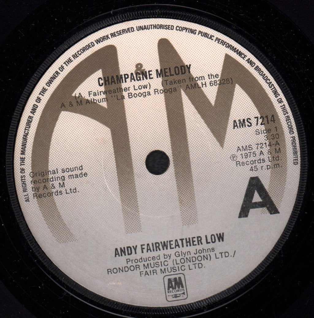 Andy Fairweather Low - Champagne Melody - 7 Inch