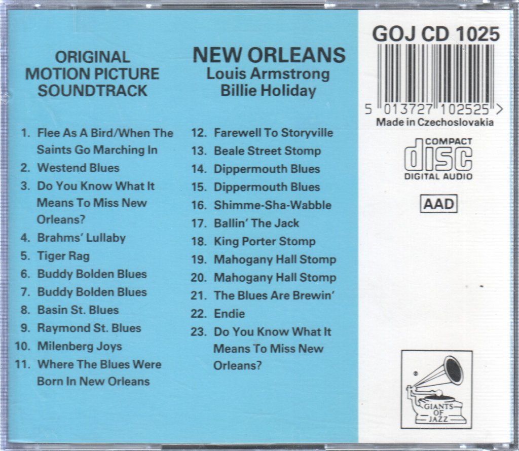 Louis Armstrong & Billie Holiday - New Orleans (Original Motion Picture Soundtrack) - Cd