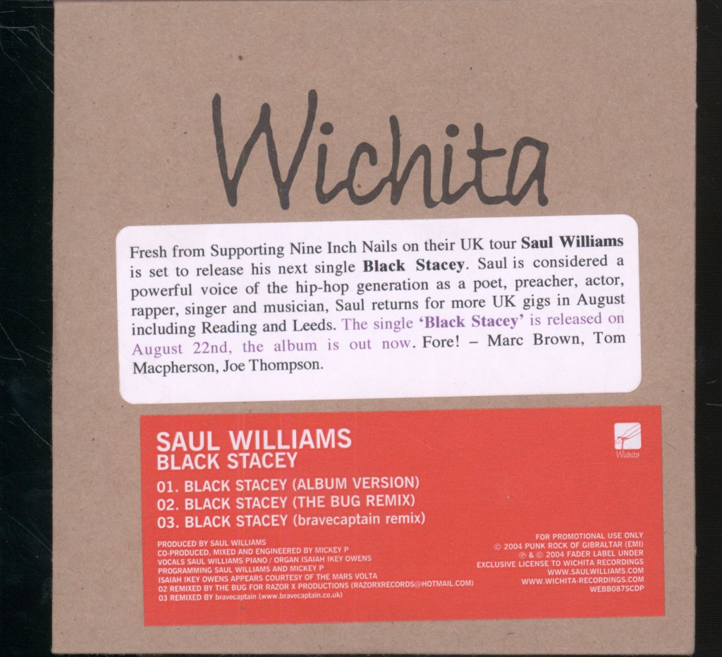 Saul Williams - Black Stacey - Cd