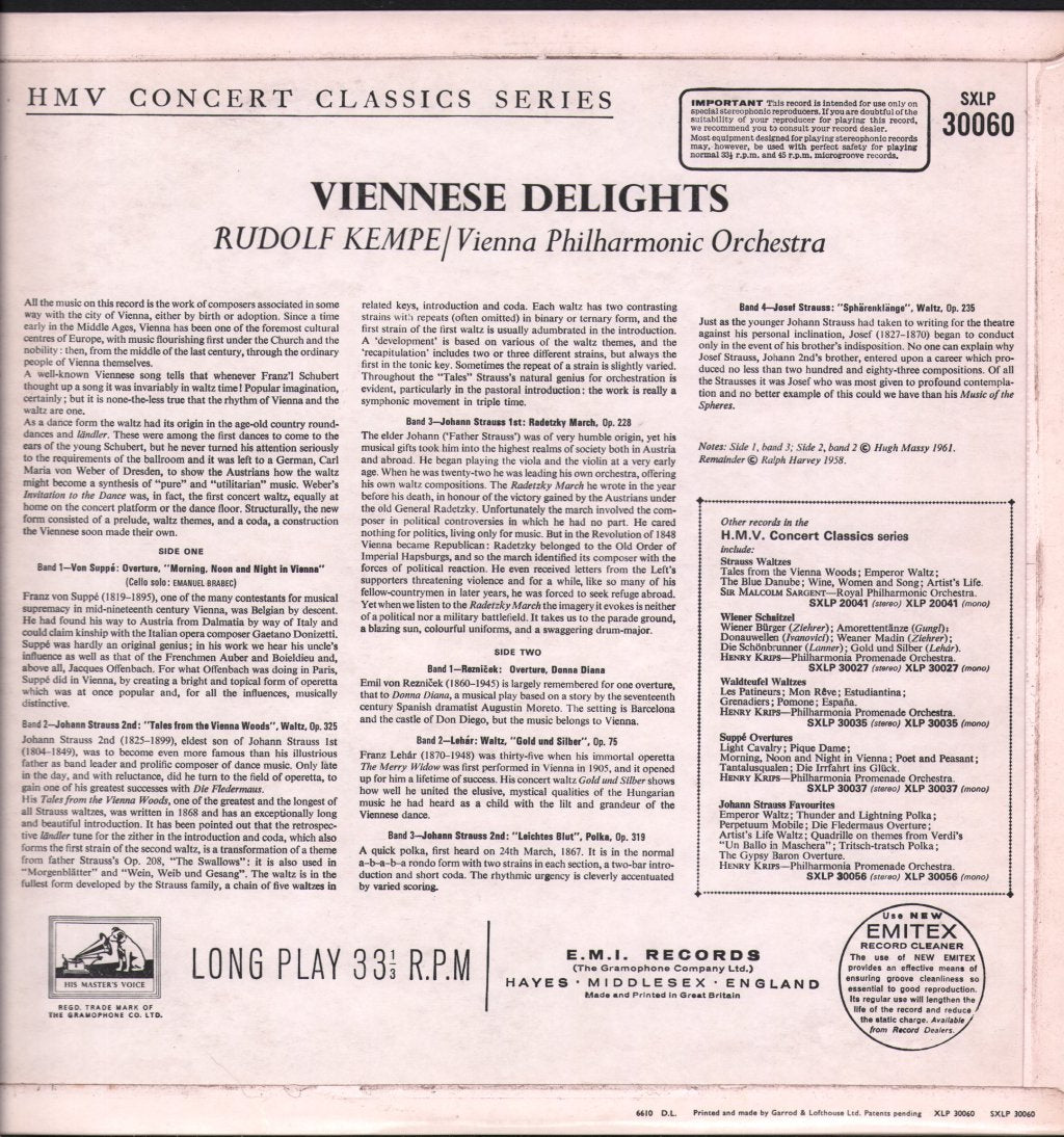 Rudolf Kempe / Vienna Philharmonic Orchestra - Viennese Delights - Lp