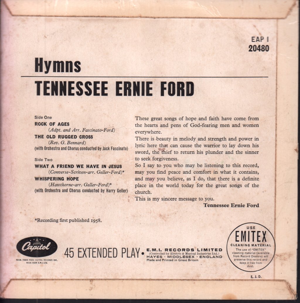 Tennessee Ernie Ford - Hymns - 7 Inch