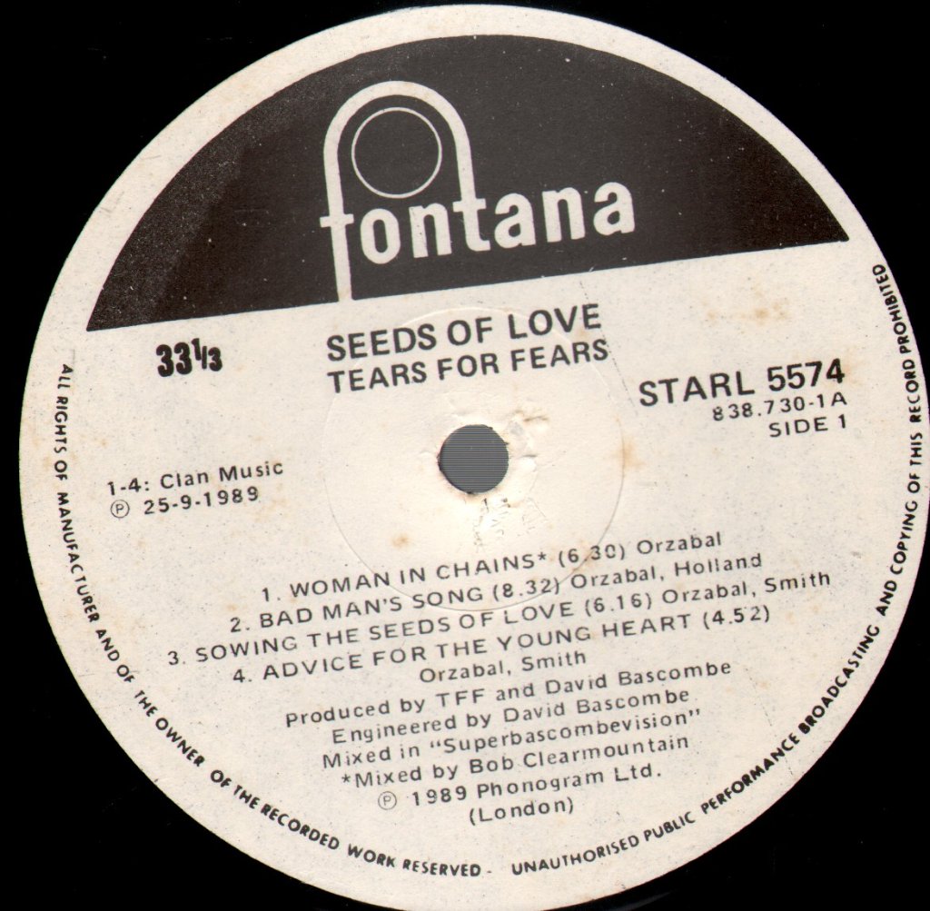 Tears For Fears - Seeds Of Love - Lp
