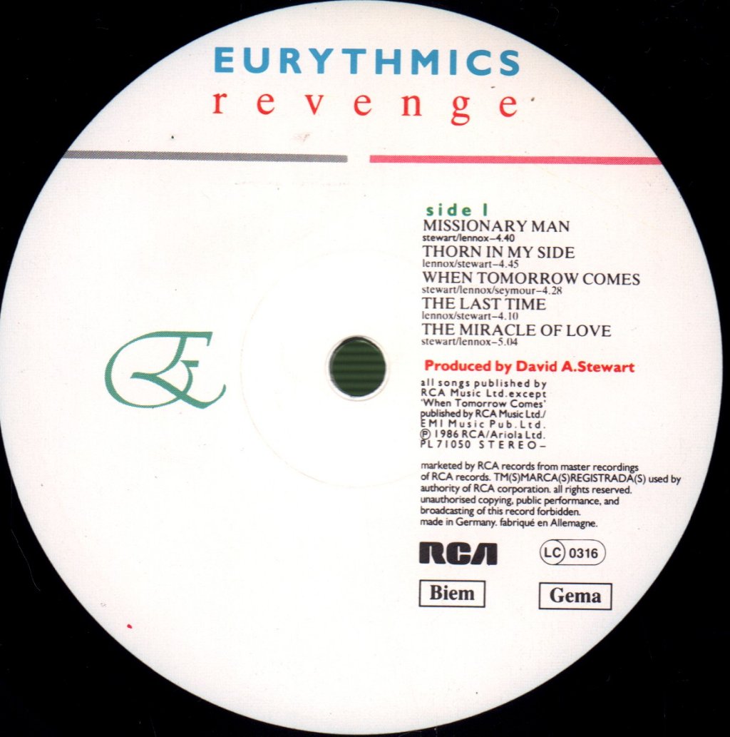 Eurythmics - Revenge - Lp