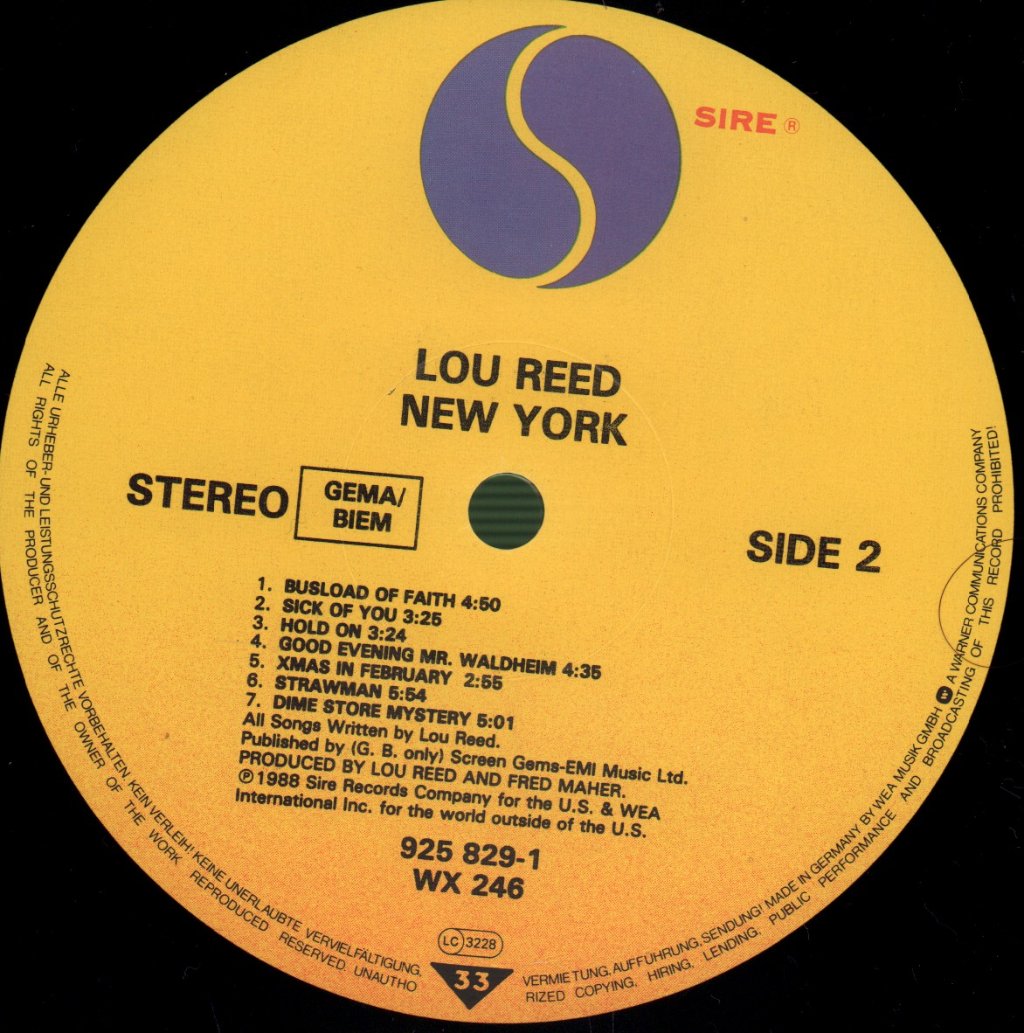 Lou Reed - New York - Lp