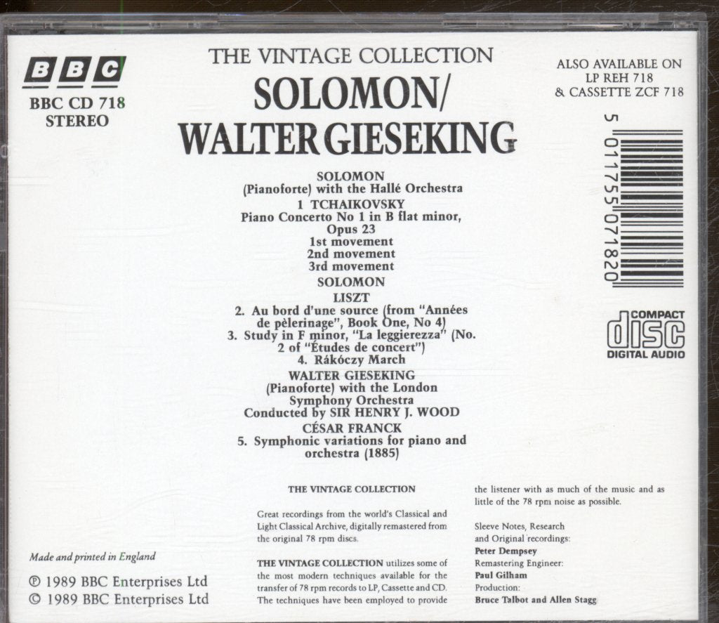 Solomon / Walter Gieseking - Vintage Collection - Cd