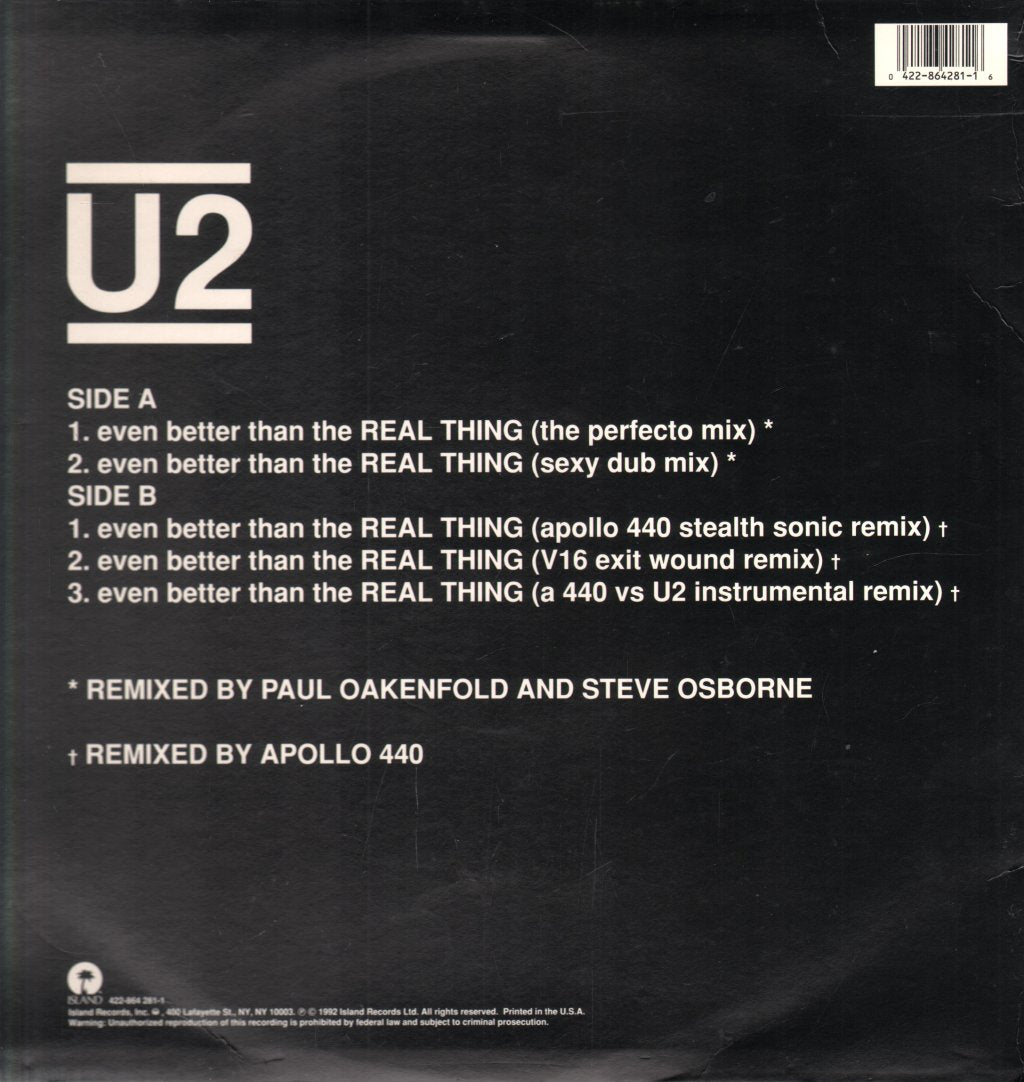 U2 - Even Better Than The Real Thing - Remixes - 12 Inch