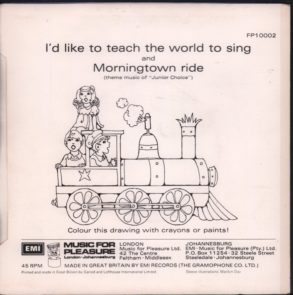 Unknown Artist - I'd Like To Teach The World To Sing And Morningtown Ride - 7 Inch