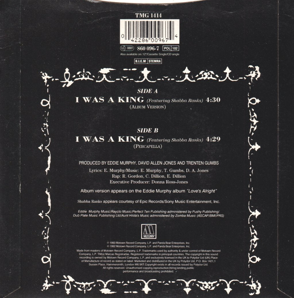 eddie murphy featuring shabba ranks - I Was A King - 7 Inch