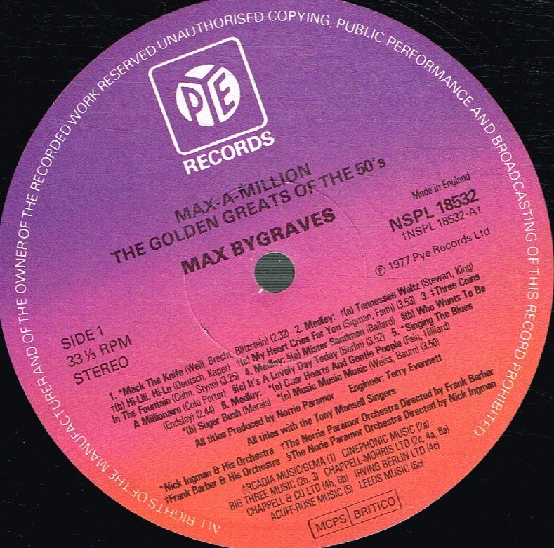 Max Bygraves - Golden Greats Of The Fifties - Lp