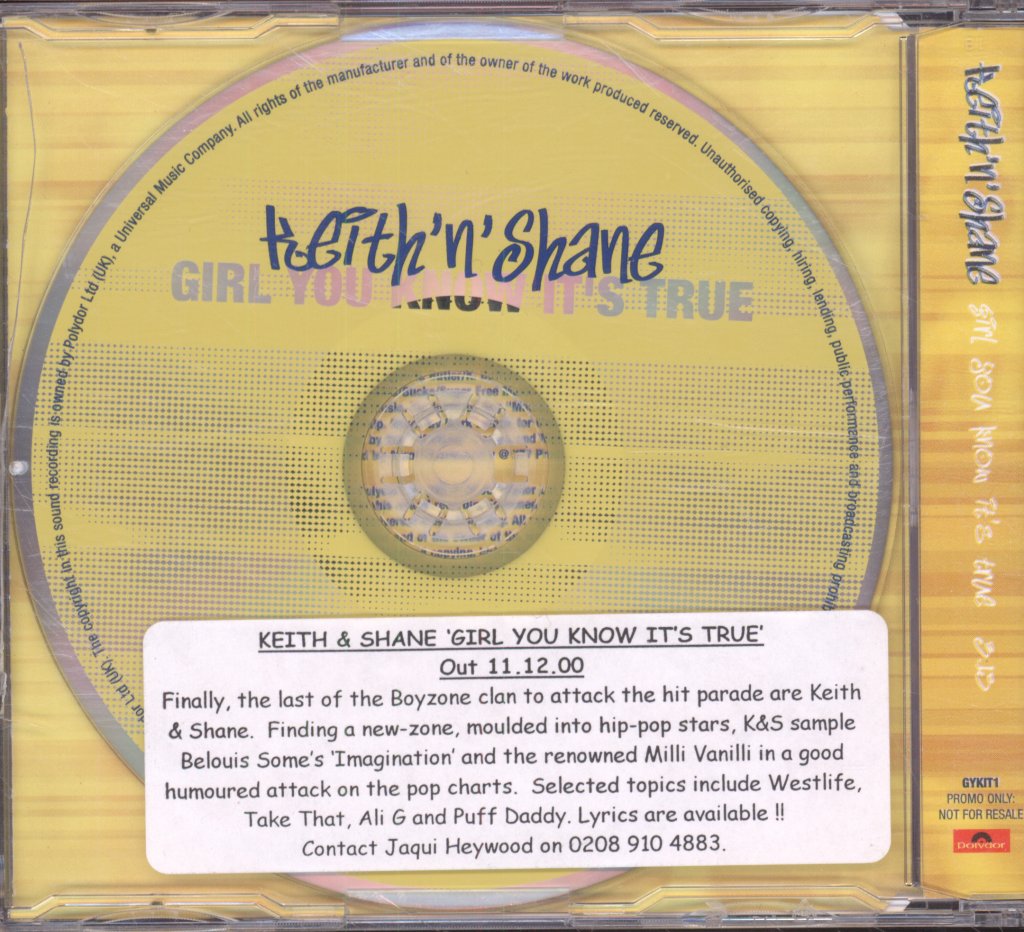 Keith N Shane - Girl You Know It's True - Cd