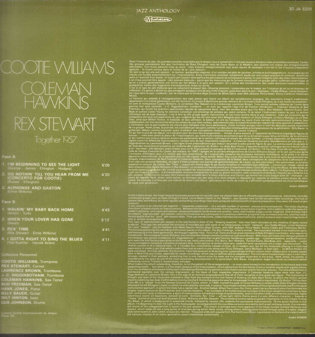 Cootie Williams/Coleman Hawkins/Rex Stewart - Together 1957 - Lp