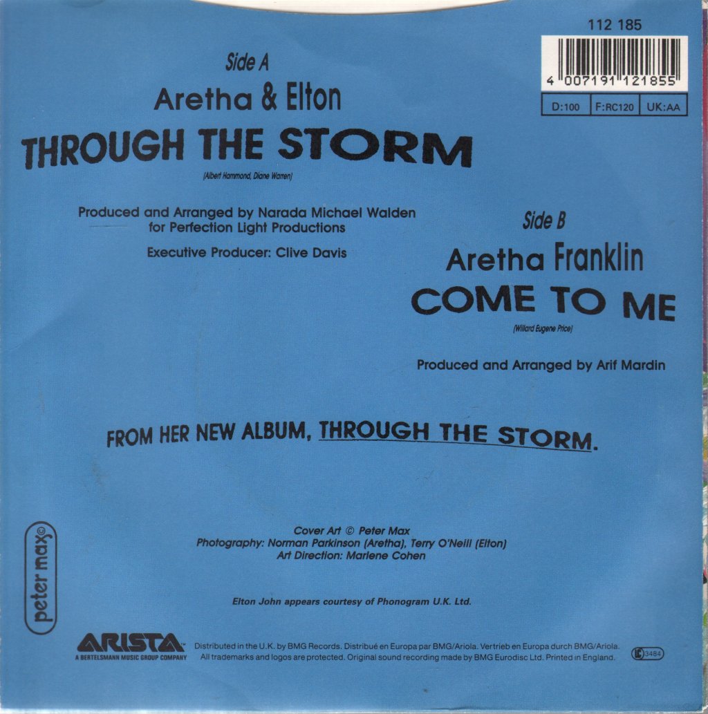 Aretha Franklin And Elton John - Through The Storm - 7 Inch