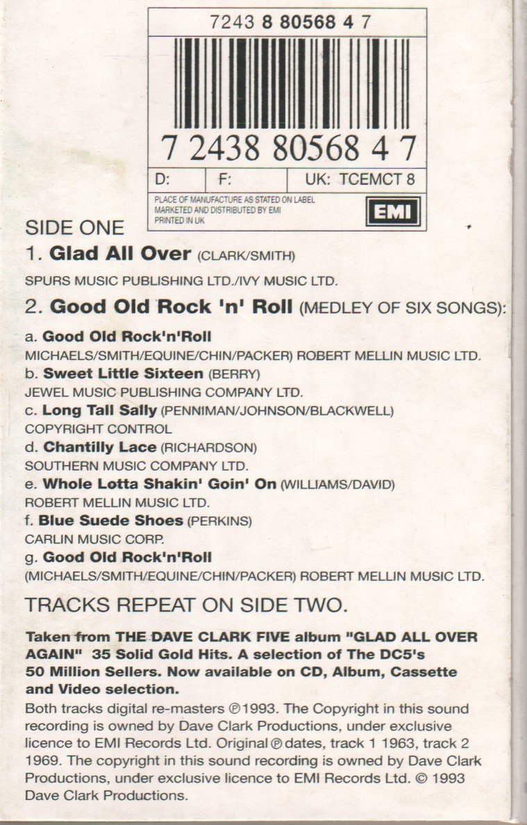 Dave Clark Five - Glad All Over - Cassette