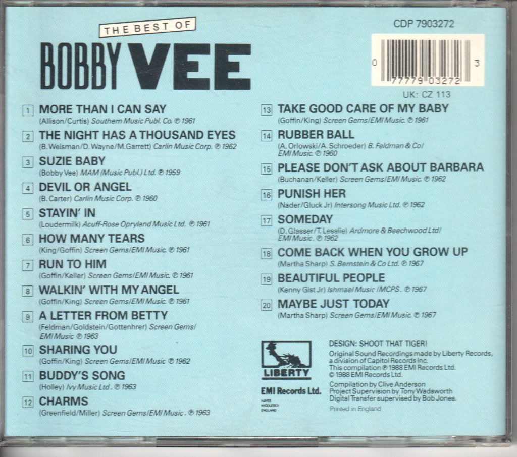 Bobby Vee - Best Of - Cd
