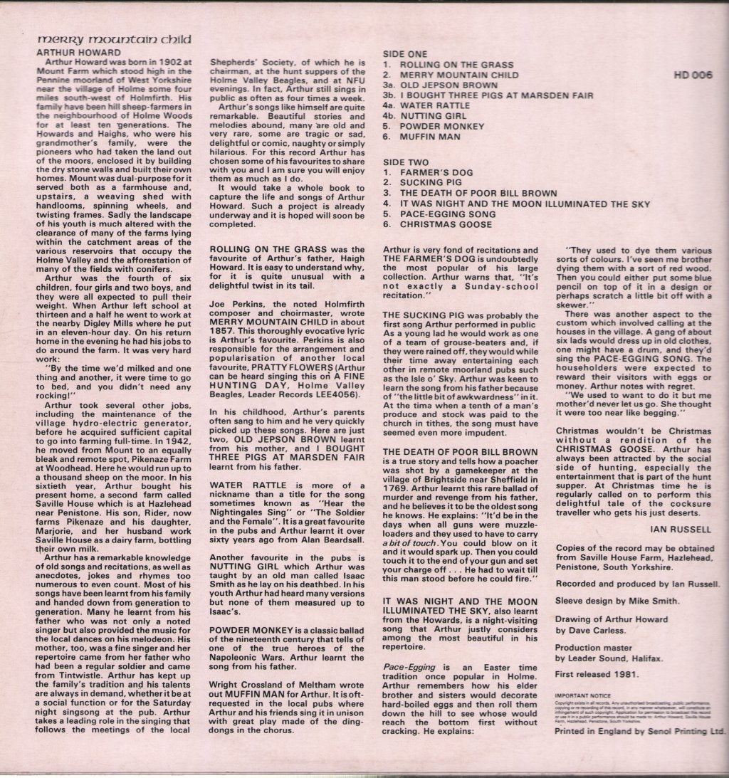 Arthur Howard - Merry Mountain Child - Lp