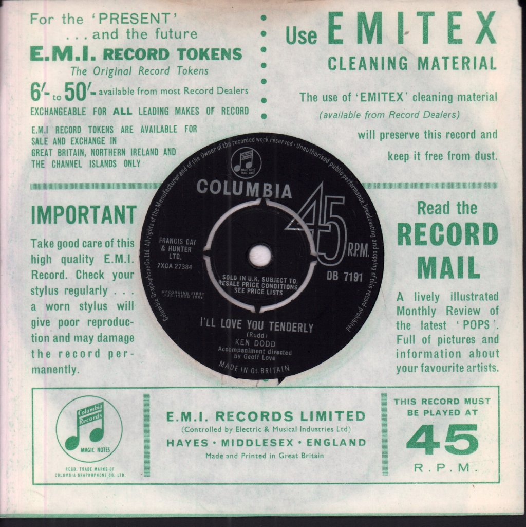 Ken Dodd - I'll Love You Tenderly - 7 Inch