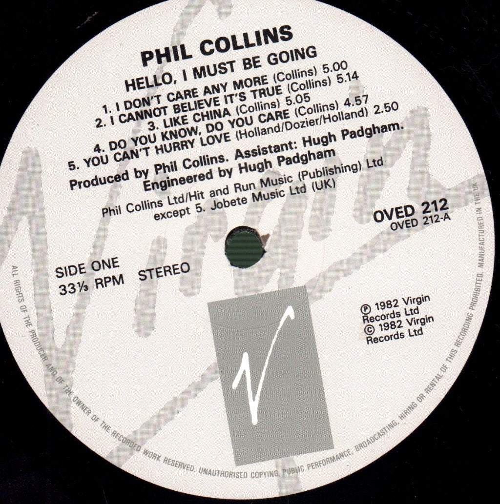Phil Collins - Hello, I Must Be Going - Lp