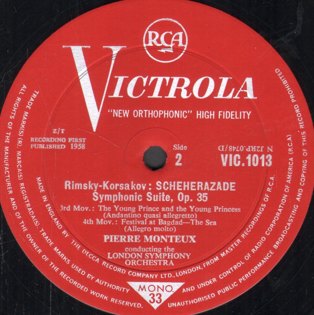 Pierre Monteux / London Symphony Orchestra - Rimsky-Korsakov - Scheherazade - Lp