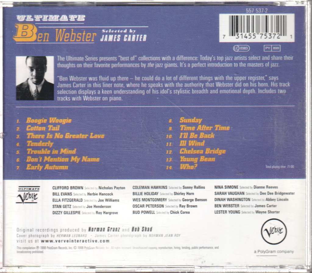 Ben Webster - Ultimate Ben Webster Selected By James Carter - Cd